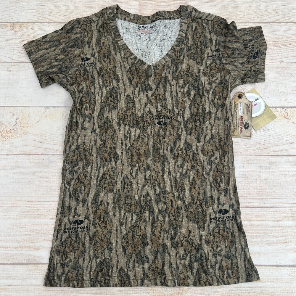 Magellan Womens Hill Zone Mossy Oak new Bottomland Camo V Neck Hunt Gear S